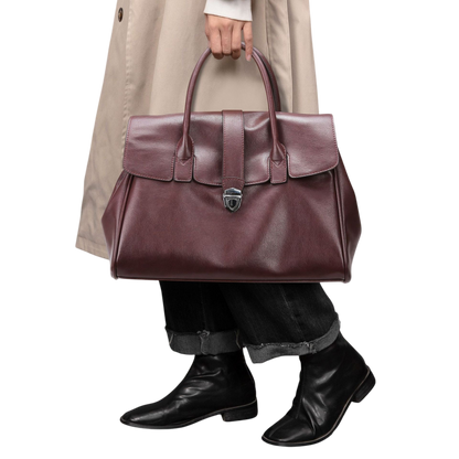 Khaki Soft Leather Tote | Large Capacity Office Handbag | noémi