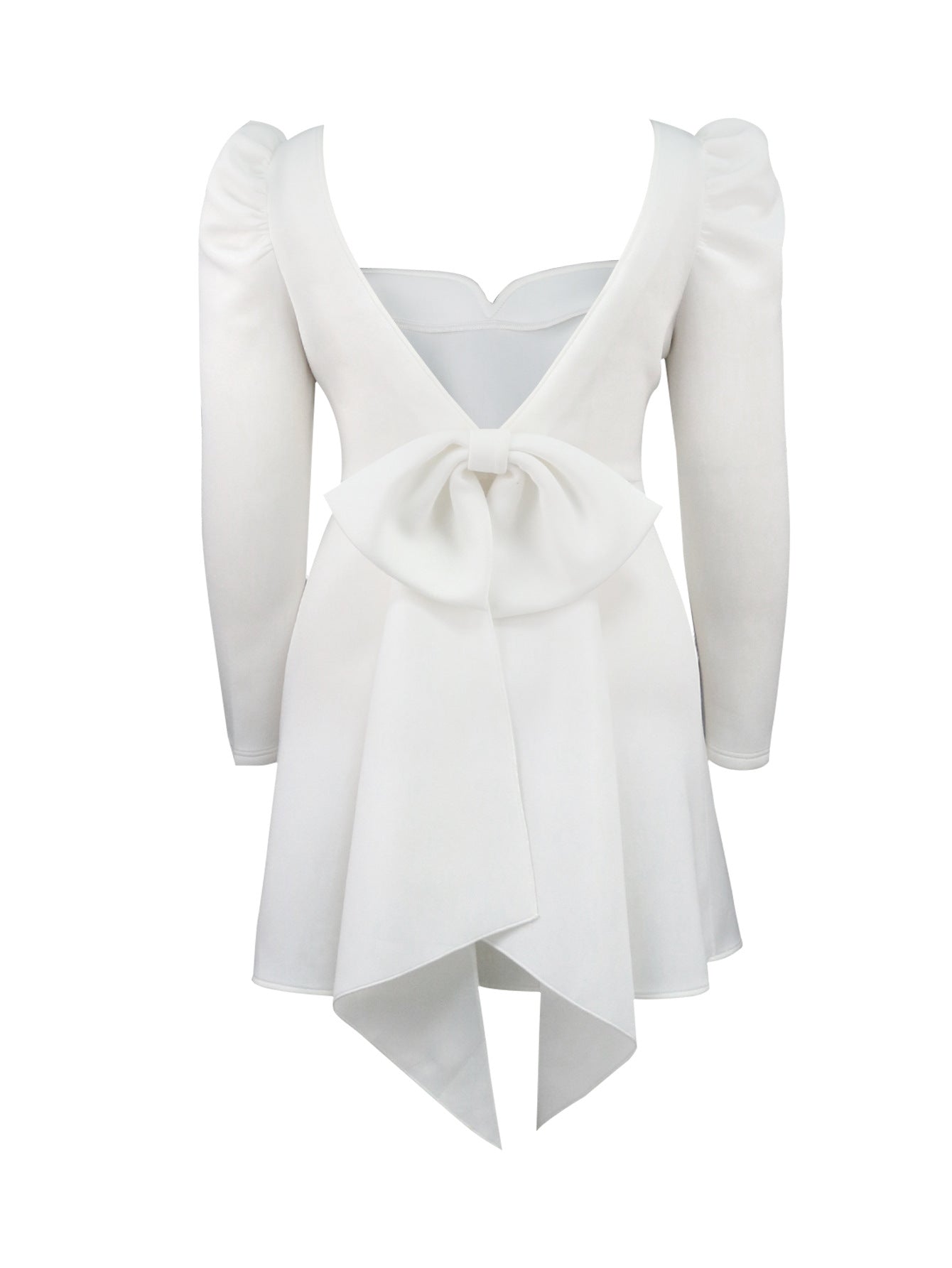 Square Collar | Long Sleeve | Backless | Bow Detail | Slim Fit Dress | noémi