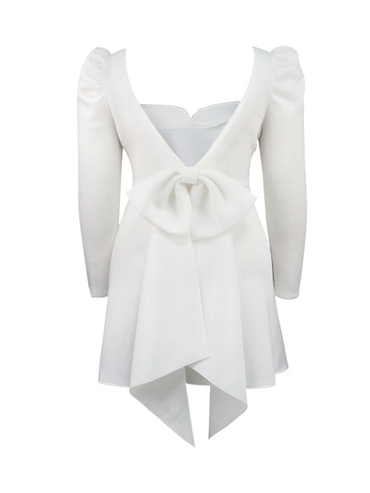 Square Collar | Long Sleeve | Backless | Bow Detail | Slim Fit Dress | noémi