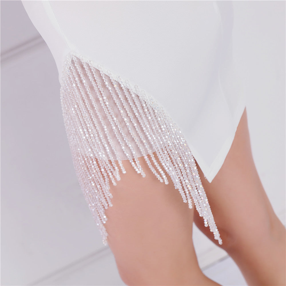 Mini Dress with Hand Beaded Straps and Tailored Silhouette | noémi