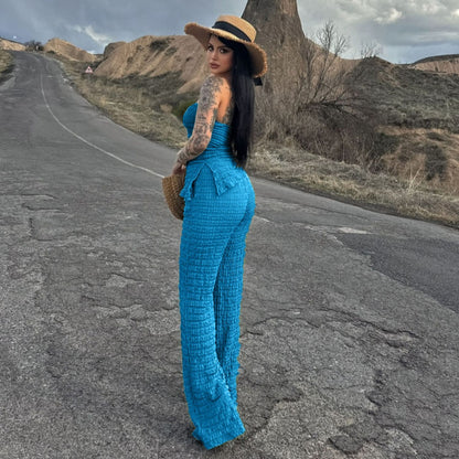 Summer Women's Two Piece Set | Off Shoulder Tube Top & Slim Fit Trousers | noémi