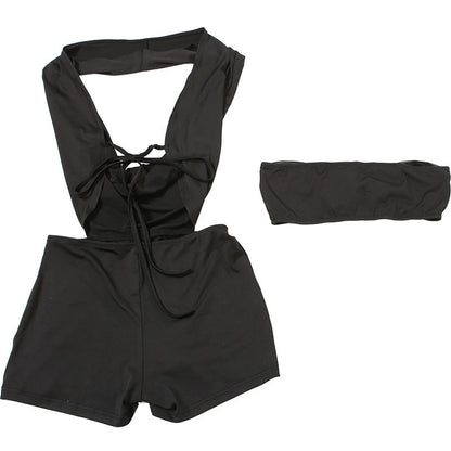 Tube Top & Halter Deep VNeck Backless Lace Up Jumpsuit Set | noémi