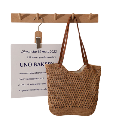 Cotton Thread Concave Bag Small Size Coffee