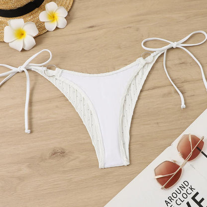 Bold Mesh Bikini Three Piece Swimsuit Set Solid Color | noémi