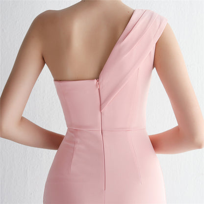 Satin One Shoulder Fishtail Gown | Slim Fit Dress | noémi