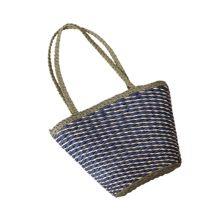 Sea & Sky Contrast Straw Shoulder Bag – Boho Vacation Tote | noémi