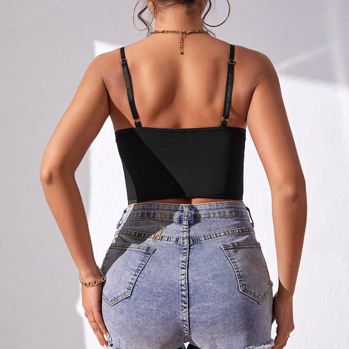 Lace Boned Corset Top for Women | Sheer Mesh Bustier with Steel Ring Support, Adjustable Straps | noémi