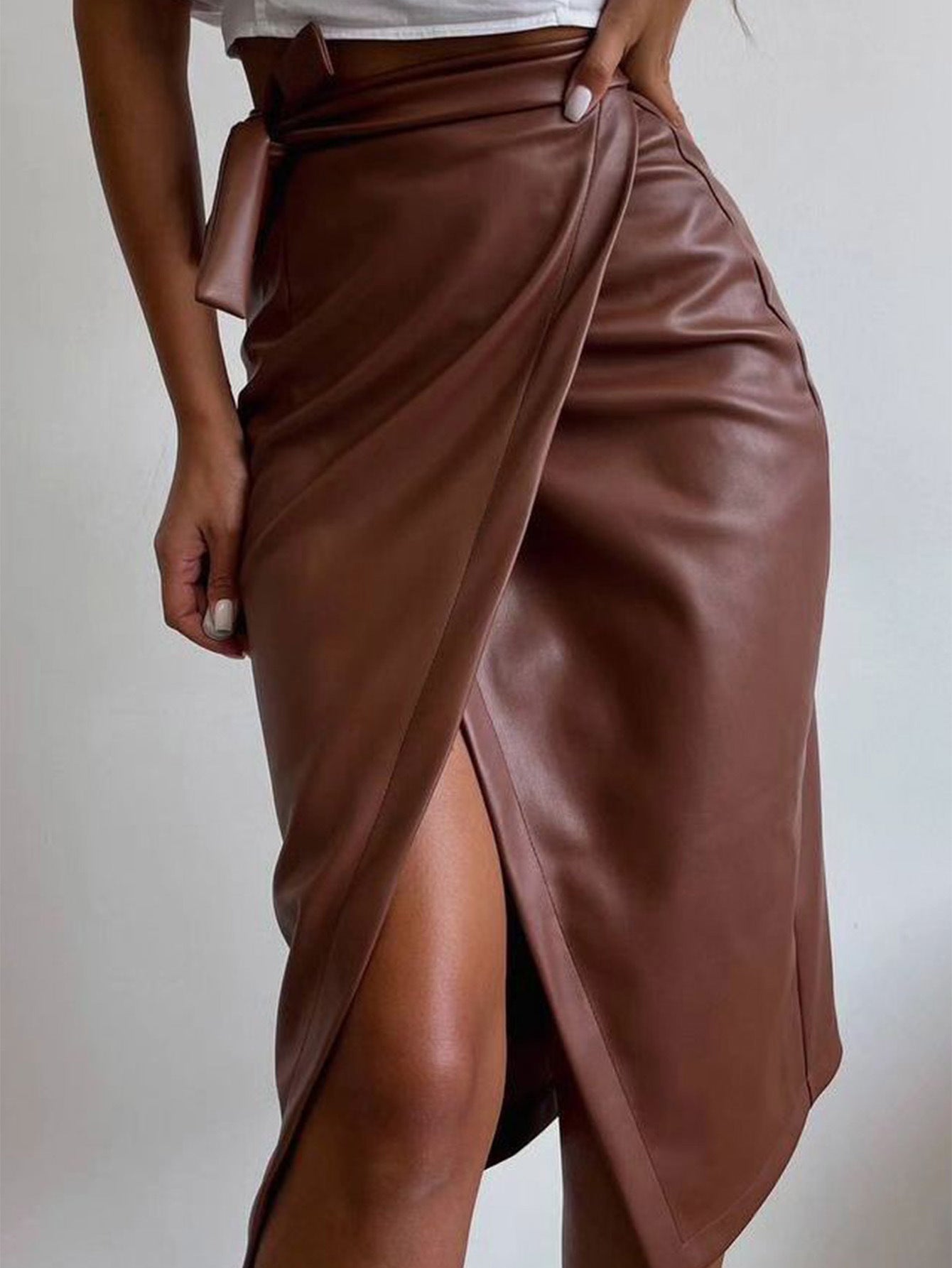 Womens Lace Up Sheath Leather Skirt | noémi