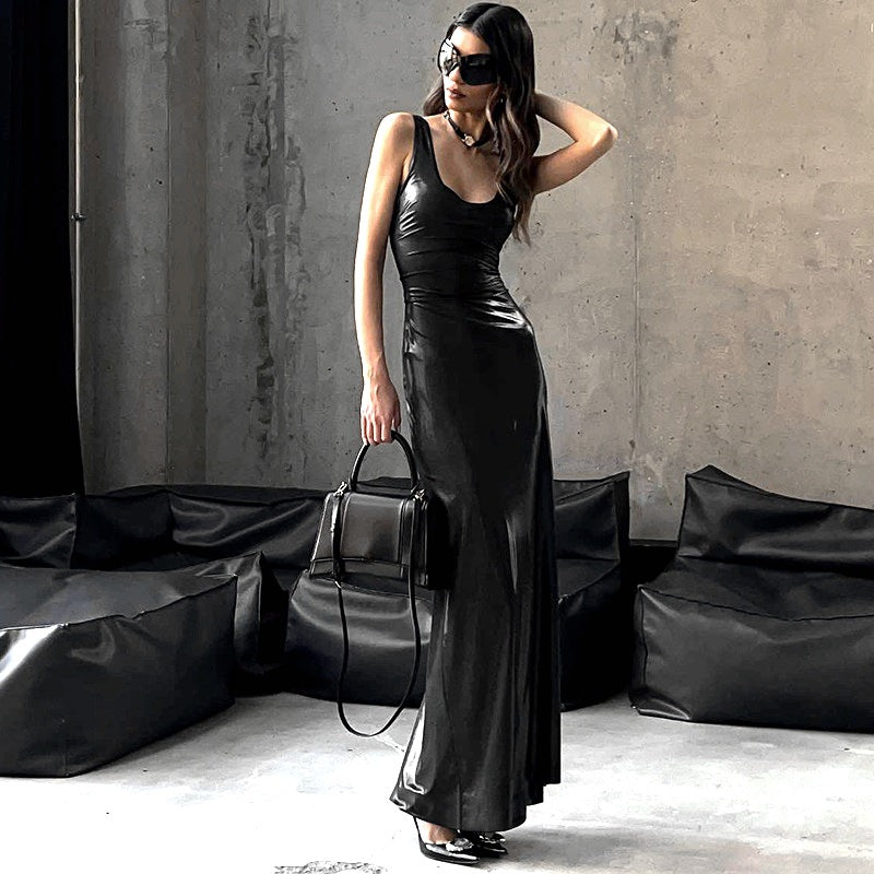 Women Vest Dress | U Collar Side Slit | noémi