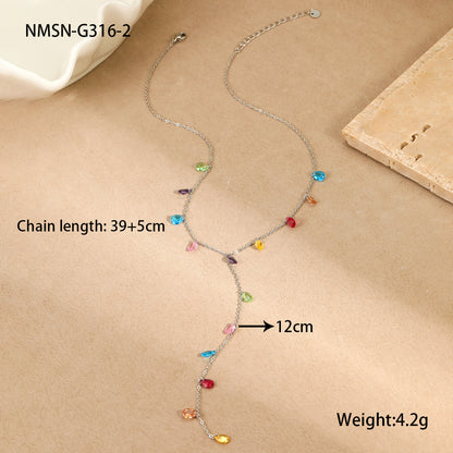 Tassel Y Necklace for Women | 18K Gold Plated, Waterproof Stainless Steel, Dainty Layered Jewelry | noémi