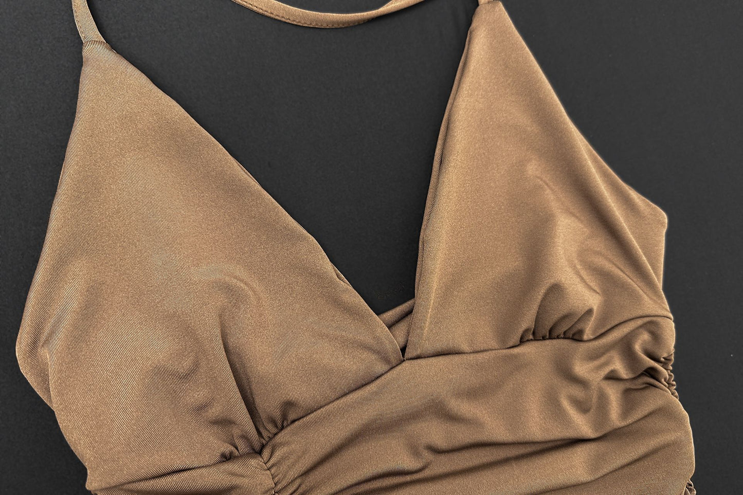 Deep V Halter Dress with Lace Up Back | Pleated Hem Design | noémi