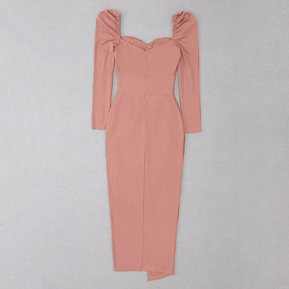 Halter Neck Ruffled Maxi Dress | Slim Fit Dress | noémi