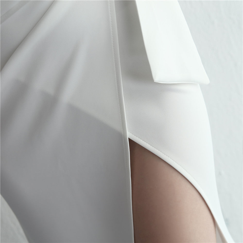 Satin Beaded Fishtail Gown | Long Slit Slim Fit Dress | noémi