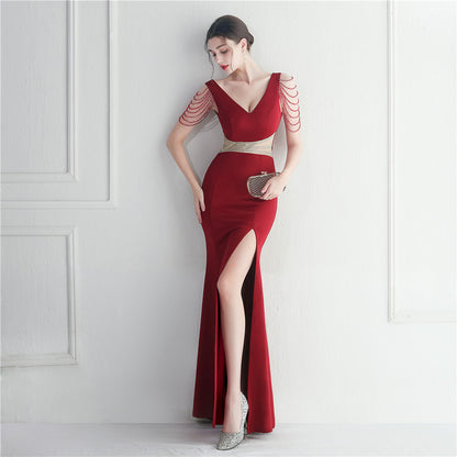 Rhinestone Beaded Gown | Long Dress | noémi