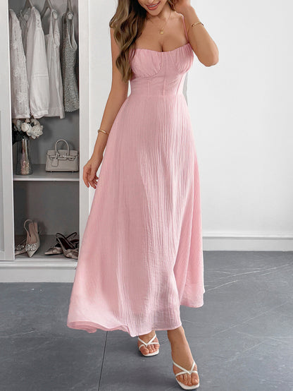 Flowy Backless Maxi Dress | Spaghetti Strap Pleated Summer Dress | noémi