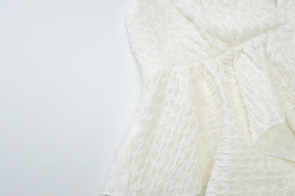 Ruffle Peplum Cami | Ivory Ruched Criss Cross Back Summer Top | Light & Airy Feminine Blouse | noémi
