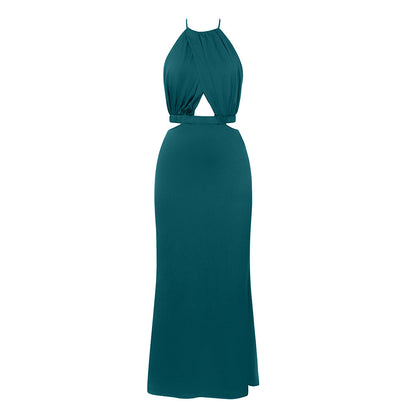 Halter Neck Ruffled Maxi Dress | Slim Fit Dress | noémi