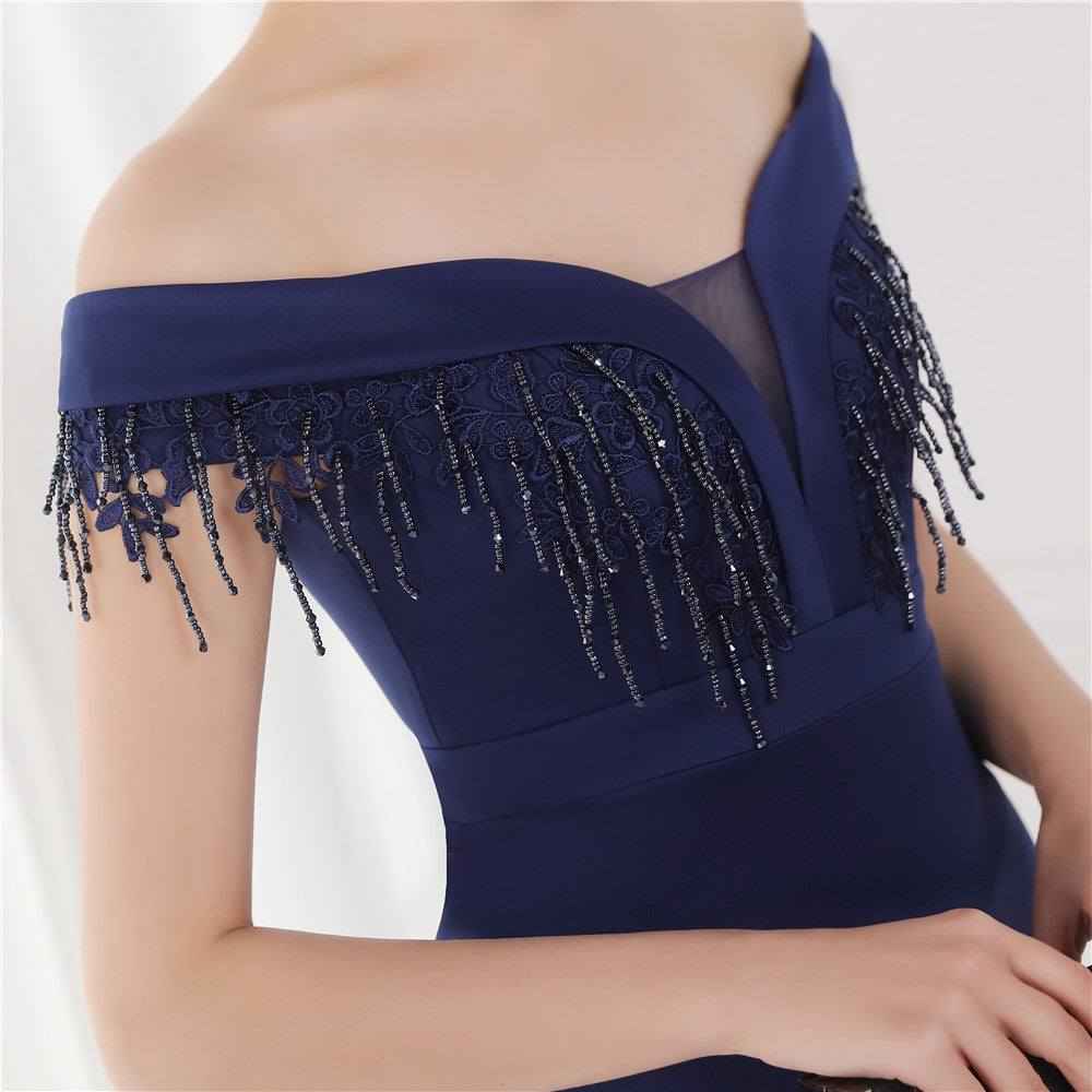 Off Shoulder Beaded Gown | Formal Long Dress | noémi