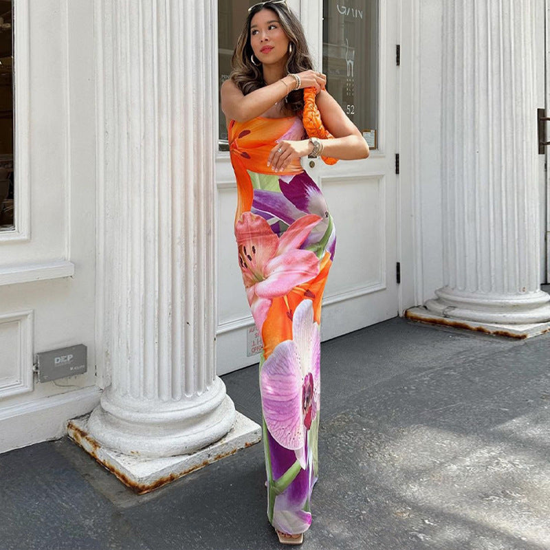 Womens Backless Sling Dress with Side Slit | noémi