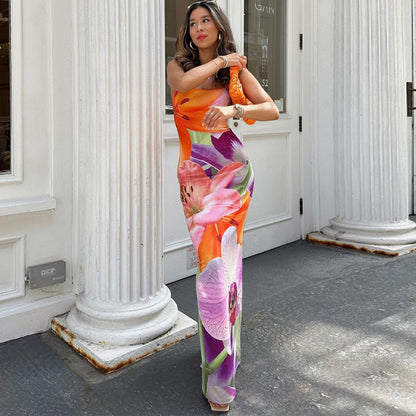 Womens Backless Sling Dress with Side Slit | noémi