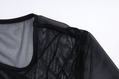 Womens Mesh Sleeve Bodycon Mini Dress | Slim Fit | noémi