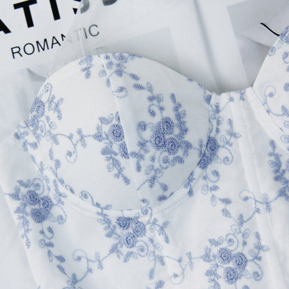 Backless Cotton Corset Vest with Boning and Adjustable Spaghetti Straps | noémi