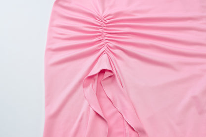 Womens V Neck Halter Dress with Split Back Detail | noémi