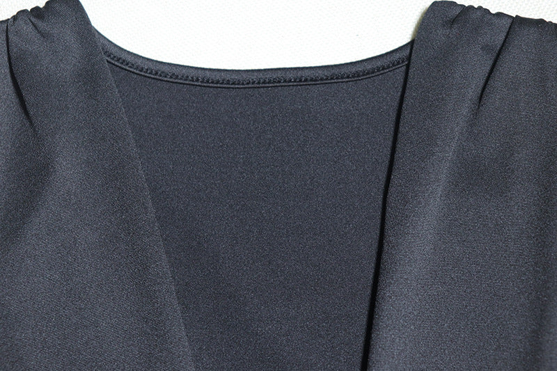 Womens Deep V Sleeveless Asymmetric Sheath Dress | noémi