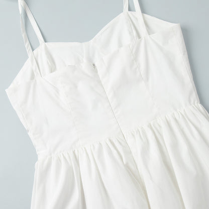 Womens Cotton Sling Balloon Dress with Slim Waist Bubble Hem | noémi