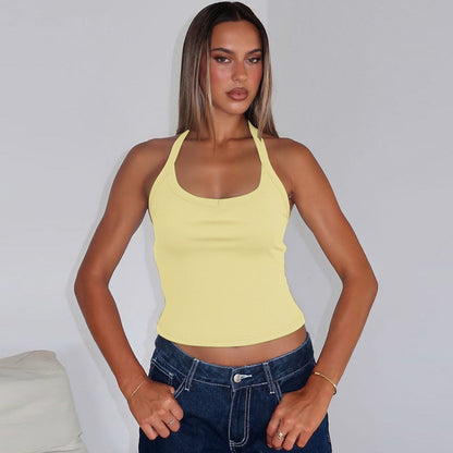 Knitted Halter Tank Top | Slim Fit, Ribbed, Stretchy Summer Vest | noémi
