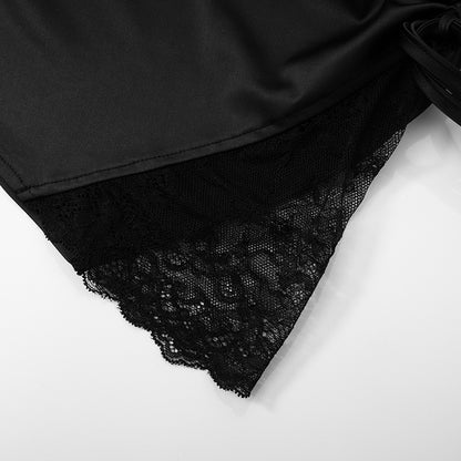 Lace Patchwork Black Dress with Slim Fit and Adjustable Straps | noémi