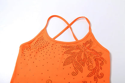 Womens U Collar Backless Spaghetti Strap Slim Fit Dress | noémi