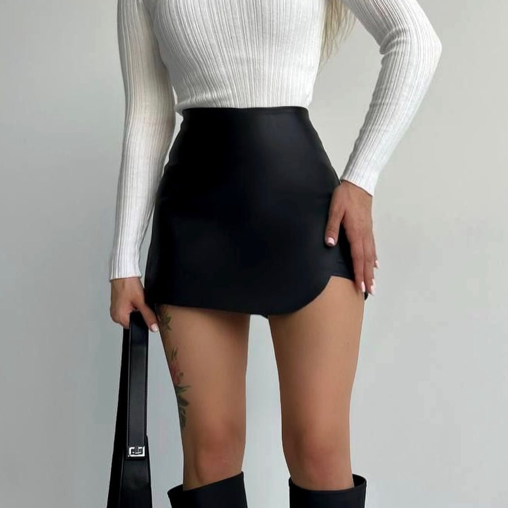 High Waist Faux Leather Sheath Skirt Shorts | noémi