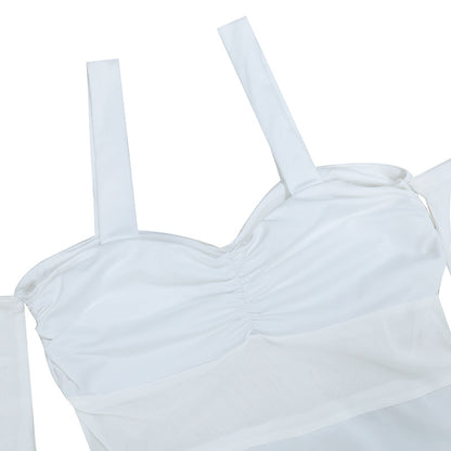 Womens Mesh Stitch Corset Dress with Spaghetti Straps Sleeves | noémi