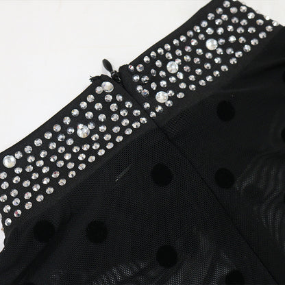 Mesh Long Sleeve Patchwork Dress | Slim Fit, Waist Enhancing, High Slit Formal Gown for Women | noémi