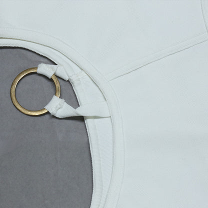 White One Shoulder Cutout Dress with Side Slit | Long Fitted Design for Women | noémi