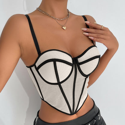 Mesh Corset Top | Bustier with Chest Pad, Strappy Slim Fit | noémi