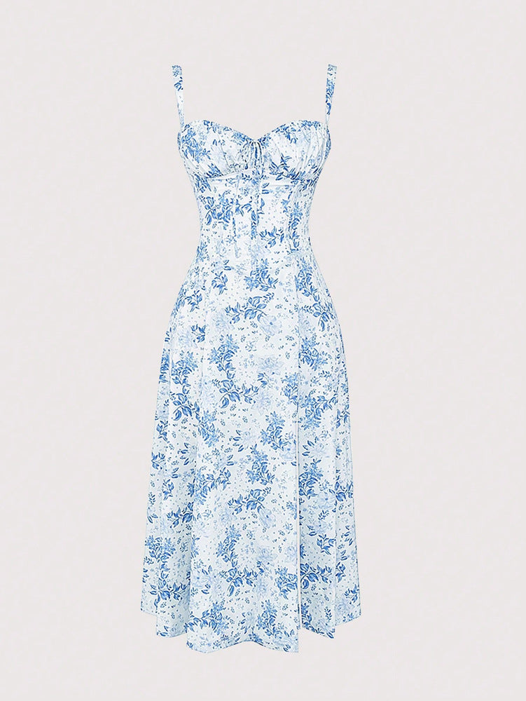 Floral A Line Dress with Side Slit and Flowy Fit | noémi