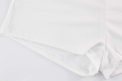 Two Piece Set | Bow Accent Ribbed Crop Top & Shorts | noémi