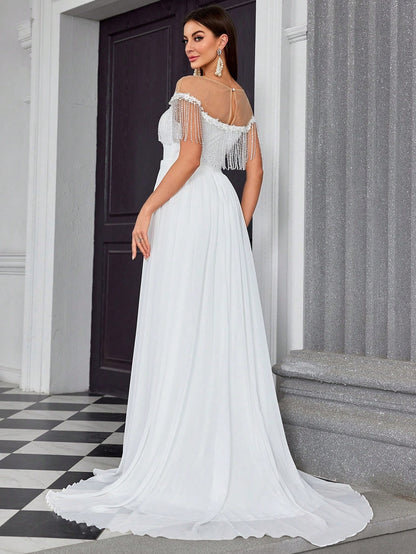 White Dress for Women | Small Train Dress | noémi