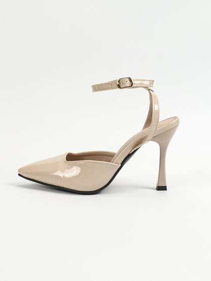 Women’s Pointed Toe Summer Heels | Ankle Strap Sandals, Open Back, Patent Finish | noémi