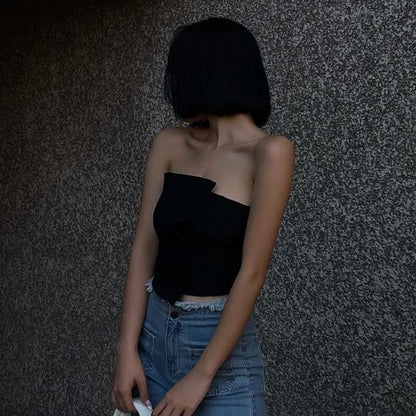 Womens Two Piece Patchwork Tube Top | Off Shoulder, Sleeveless Summer Vest | noémi