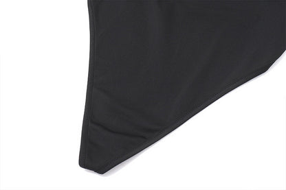 Backless Black Long Sleeve Bodysuit | Strappy Open Back Square Neck | noémi