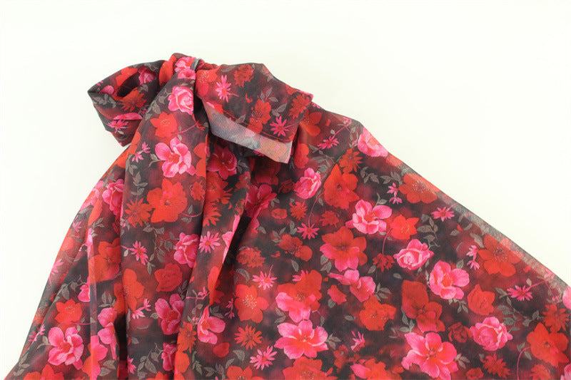 Womens Collar Ruffled Floral Maxi Dress | Waist Defining | noémi