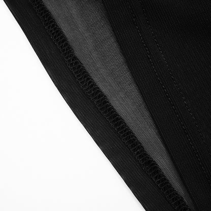 Micro Transparent Mesh Panel Top | Black URing Detail Sleeveless Crop Top | noémi