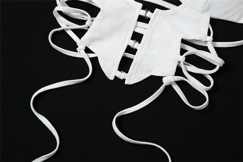 Womens Slim Tie Halter Crop Top | Backless Underwaist Design | noémi