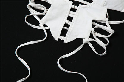 Womens Slim Tie Halter Crop Top | Backless Underwaist Design | noémi