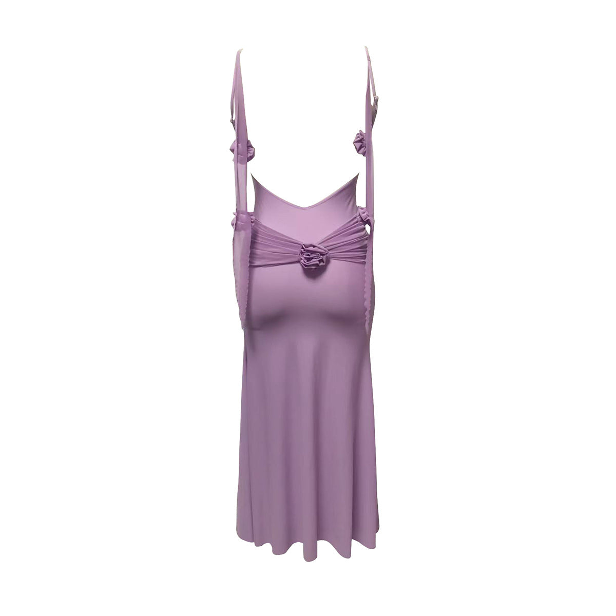 Lilac Ruffle Maxi Dress | Slit Gown with Cowl Neck & Adjustable Straps | noémi