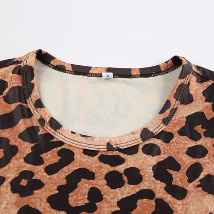 Knitted Leopard Print Jumpsuit | Long Sleeve Round Neck Slim Fit | noémi