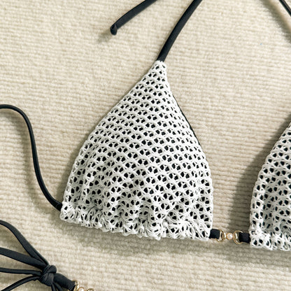 Knitted Cutout Bikini Set with Hollow Design and Split Detail | noémi